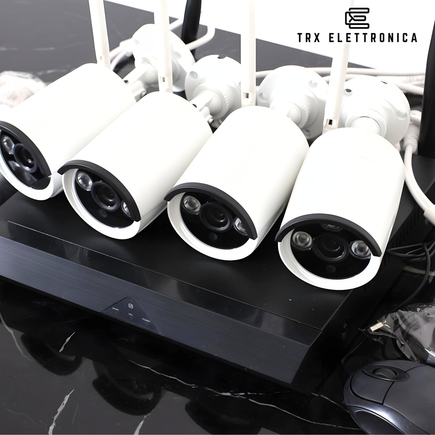 VIDEOSORVEGLIANZA ESTERNO WIRELESS DVR NVR 4 CANALI 4 TELECAMERE WIRELESS