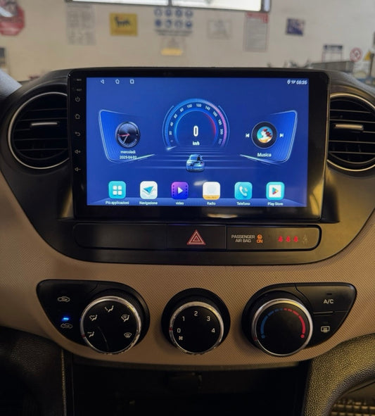 Hyundai i10 9 Pollici - Mascherina Inclusa - Autoradio 2 Din  8-256Gb- KIT Completo Per L'installazione INCLUSO - Android Auto + Carplay / Classe B Stereo Touch 2/64gb | Navigatore GPS + Bluetooth + Wifi + USB