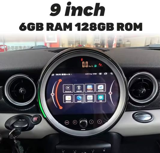 Mini r56 | 9” Pollici - Mascherina 8/128GB Inclusa - Autoradio 2 Din Android Auto + Carplay / Stereo Touch | Navigatore GPS + Bluetooth + Wifi