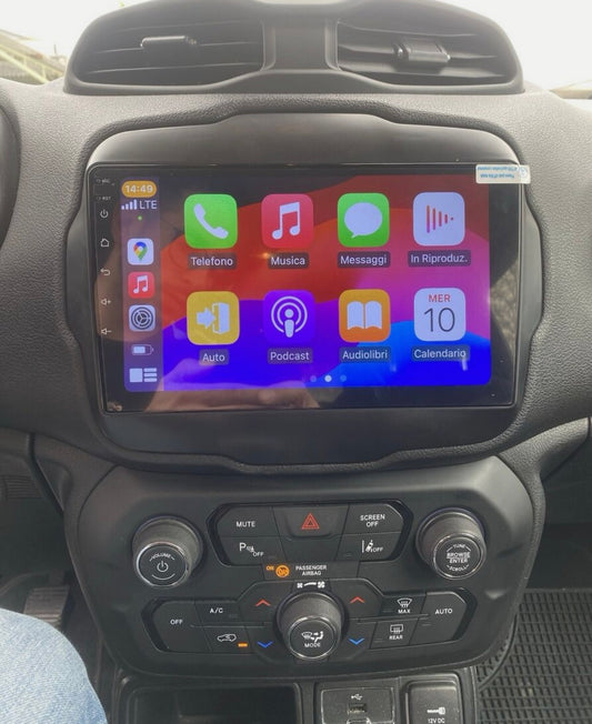 Jeep Renegade (2015-2021) | 9 Pollici - Mascherina Inclua- Autoradio 2 Din Android auto + Carplay / Stereo Touch 4-64GB | Navigatore GPS + Bluetooth + Wifi + microfono esterno