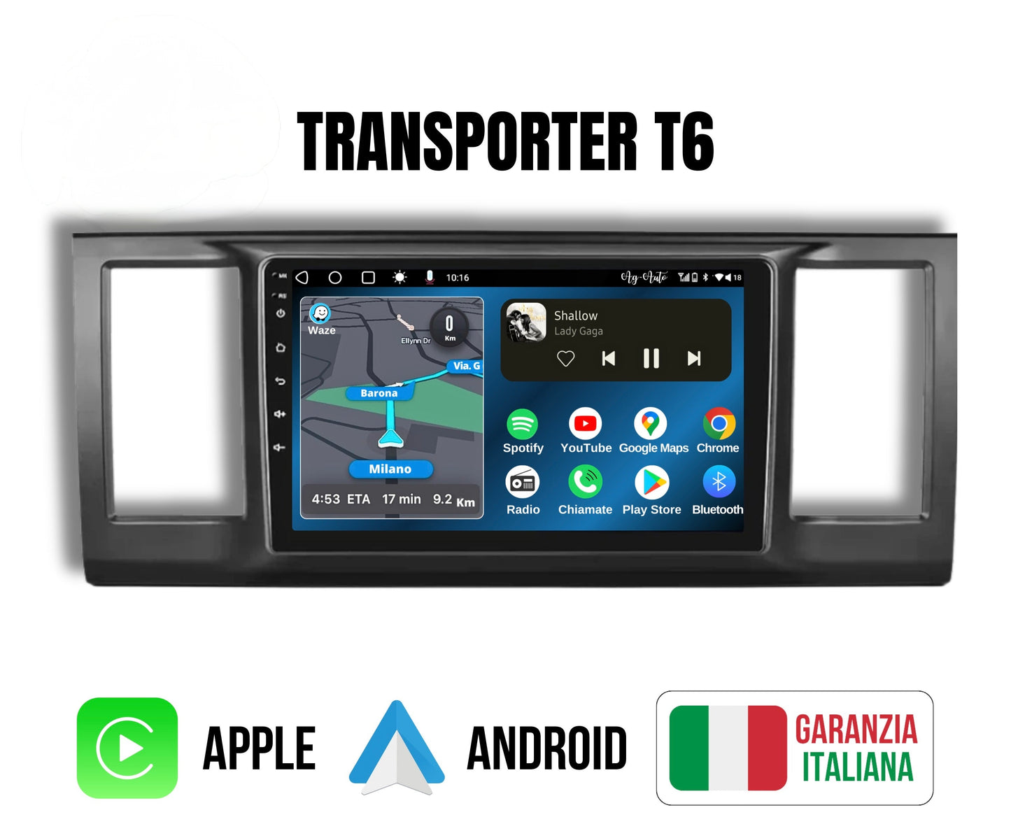 Vw Caravelle Transporter T6 (2015/2020) | 9 Pollici - Mascherina Inclusa Autoradio 2 Din Android Auto + Carplay / Volkswagen Stereo Touch 2/64gb | Navigatore GPS + Bluetooth + Wifi