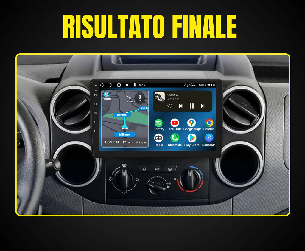 PEUGEOT PARTNER 9 Pollici - Mascherina Inclusa Autoradio 2 Din Android Auto + Carplay / Volkswagen Stereo Touch 2/64gb | Navigatore GPS + Bluetooth + Wifi