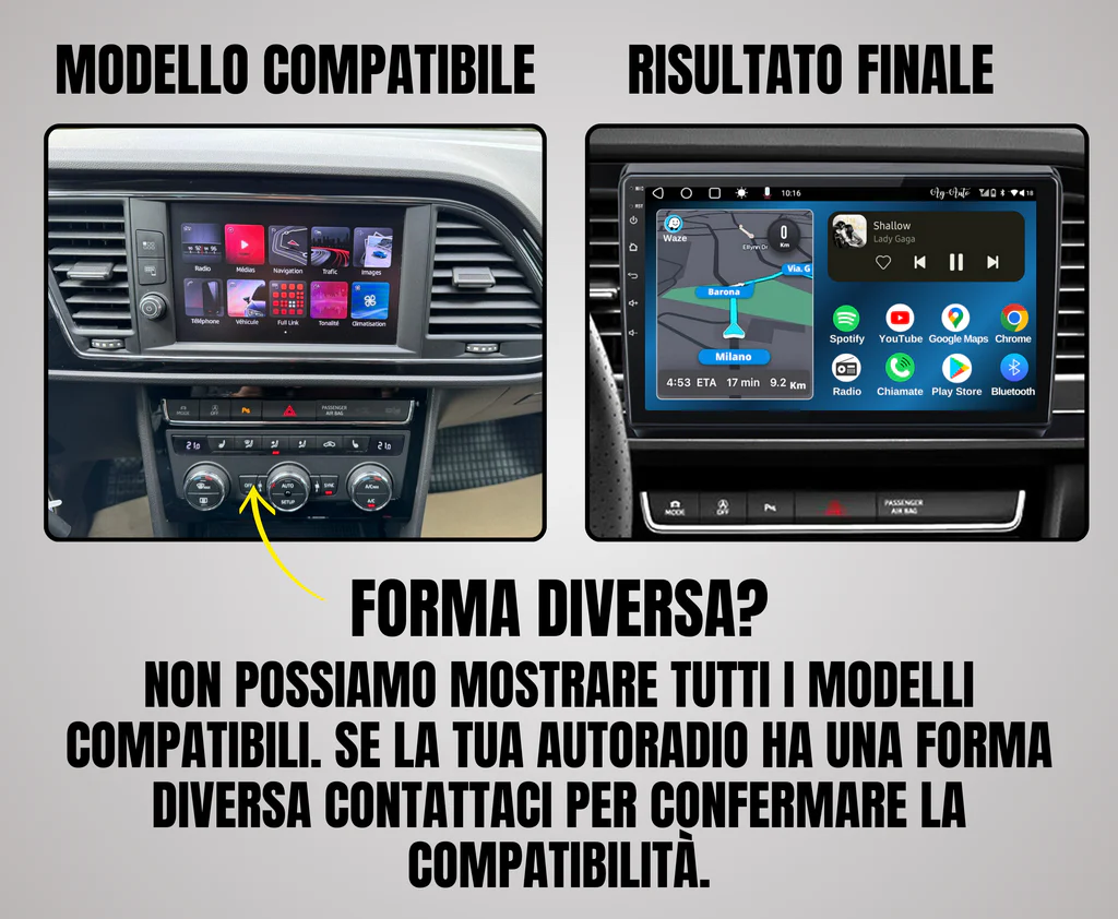 Seat Leon 3 (2012-2020) | 9 Pollici - Mascherina Inclusa - Autoradio 2 Din Android Auto + Carplay / Mk3 Stereo Touch 2/64gb | Navigatore GPS + Bluetooth + Wifi