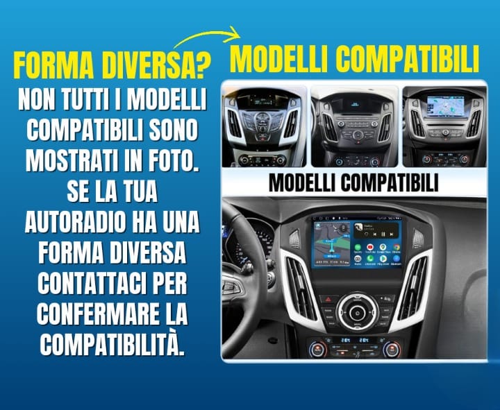 Ford Focus 3 Mk3 (2011/2018) | 9 pollici - MASCHERINA INCLUSA Autoradio 2 Din Android auto + Carplay Stereo Touch | Navigatore GPS + Bluetooth + Wifi 4GB RAM - 64GB Rom