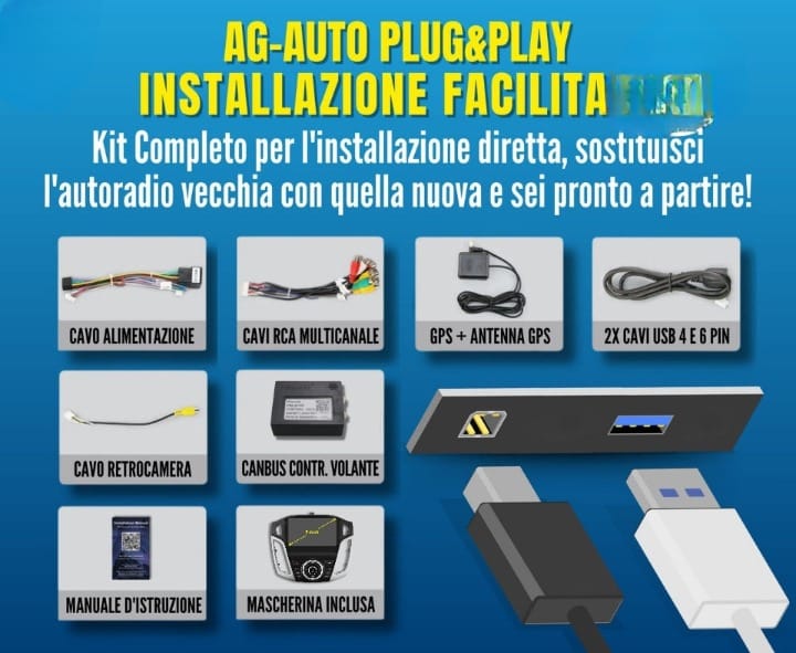 Ford Focus 3 Mk3 (2011/2018) | 9 pollici - MASCHERINA INCLUSA Autoradio 2 Din Android auto + Carplay Stereo Touch | Navigatore GPS + Bluetooth + Wifi 4GB RAM - 64GB Rom