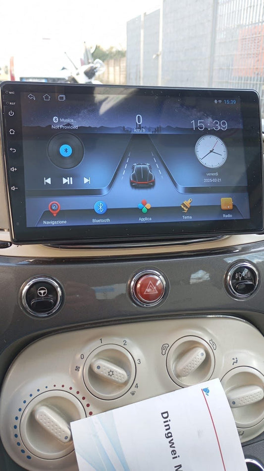 Fiat 500 /9” Pollici - Mascherina Inclusa - Autoradio 2 Din Android Auto + Carplay / Stereo Touch 6/128GB | Navigatore GPS + Bluetooth + Wifi Ventola raffreddamento