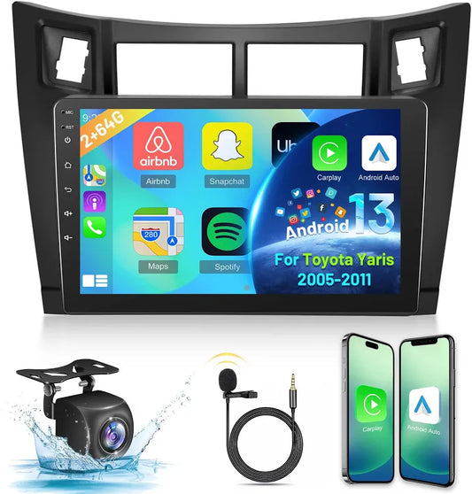 Toyota Yaris | 7” Pollici - Mascherina Inclusa - Autoradio 2 Din Android Auto + Carplay / Stereo Touch | Navigatore GPS + Bluetooth + Wifi