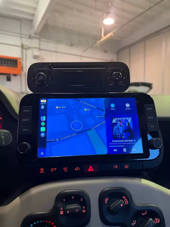 CUSTOM FIT COMPLETO AUTORADIO PANDA 9'' POLLICI ANDROID 12 + MASCHERINA COMPLETO DAL 2013-2026 4/64GB CarPlay+android auto 8-Octacore