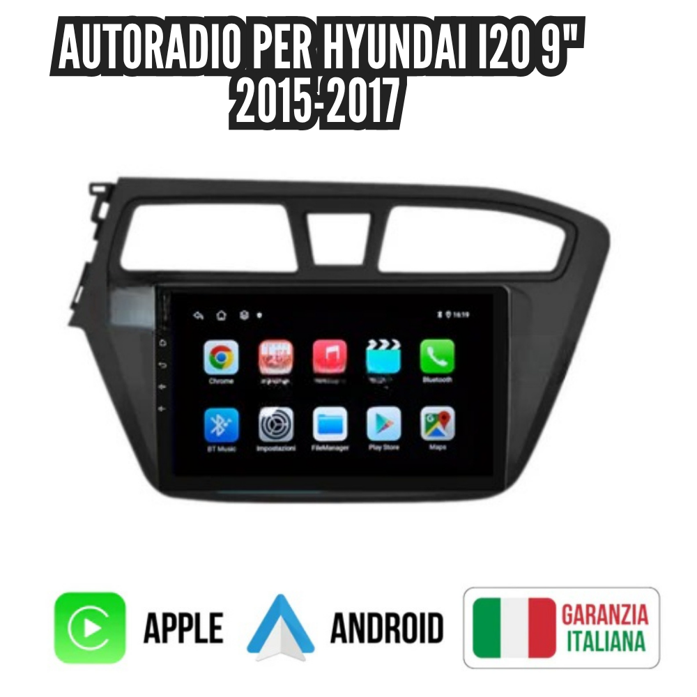 Autoradio per Hyundai i20 9" | 2015-2017 | Android | Bluetooth | CarPlay | Android Auto | 4-64GB Ram