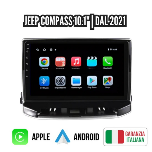 Autoradio   per   Jeep   Compass   10.1"   |   Dal   2021   |   Android   |   Bluetooth   |   CarPlay   |   Android   Auto   |  4-64GB   Ram