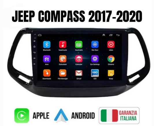 Jeep Compass 2017-2020  10.1 Pollici Android Autoradio GPS Navigazione/WiFi+Bluetooth, Sistema Multimediale Digitale Internet Touch Screen Da 1080P HD Per Auto, Fotocamera Posteriore,4-64giga+centralina canbas per recupero comandi al volante