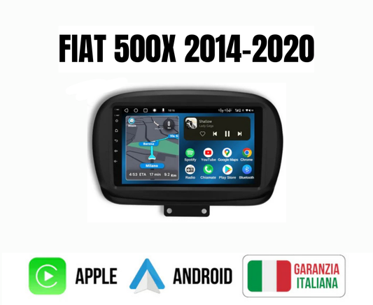 Fiat 500X versione 4-64 GIGA (2014/2020) | 9 pollici - Mascherina Inclusa 2014 - 2020 Autoradio 2 Din Android auto + Carplay / Stereo | USB + Navigatore GPS + Bluetooth + Wifi + USB