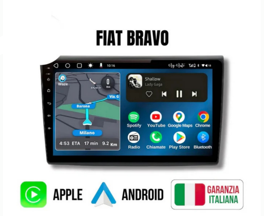 Fiat Bravo (2007/2013) | 9 pollici | Mascherina Inclusa - Autoradio 2 Din Android auTouch | Navigatore GPS + Bluetooth +  - 8-256GB + Carplay / Stereo