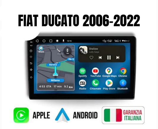 Fiat Ducato (2006 in poi | 9 pollici | Mascherina Inclusa - Autoradio 2 Din Android auto + Carplay 8-256 Giga