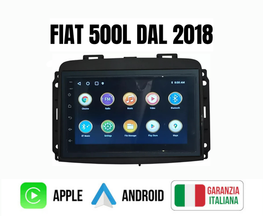 KIT AUTORADIO 4-64 GIGA FIAT 500L DAL 2018 BLUETOOTH, USB, centralina canbas per recupero dei comandi al volante