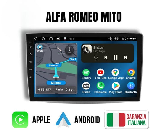 Alfa Romeo Mito (2008/2017) | 9 Pollici - Mascherina inclusa - Autoradio 2 Din Android auto + Carplay / Stereo Touch 4/64GB | Navigatore GPS + Bluetooth + Wifi