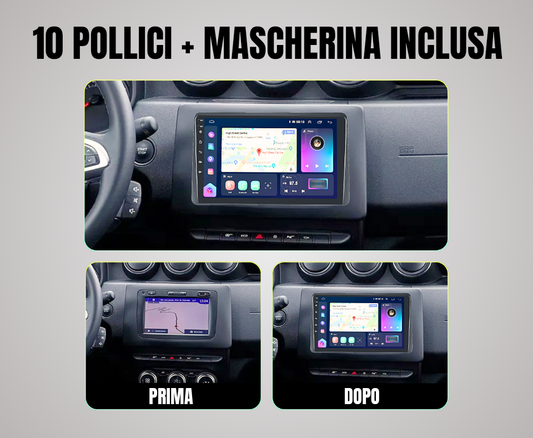 Dacia Duster (2014 in poi) | 9”pollici - 4-64GB Mascherina Inclusa Autoradio 2 Din Android auto + Carplay Stereo Navigatore Touch / Car Tablet Gps + Bluetooth + Wifi