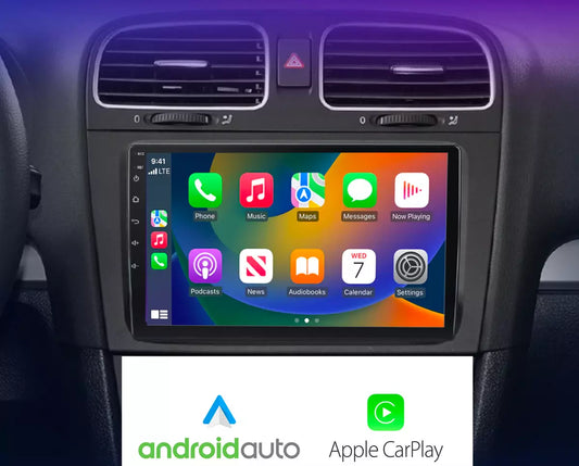 9 Pollici Autoradio 4-64GB Android Touchscreen Car Stereo per VW Golf 5 con Wireless Carplay y Android Auto Schermo WiFi Navigatore GPS Bluetooth Controllo del Volante