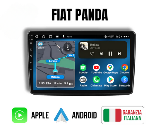 Fiat Panda (2003/2012) - Autoradio scgermo 9'' versione 4-64 Android auto + Carplay / Stereo Touch 9 pollici | USB + Navigatore GPS + Bluetooth + Wifi