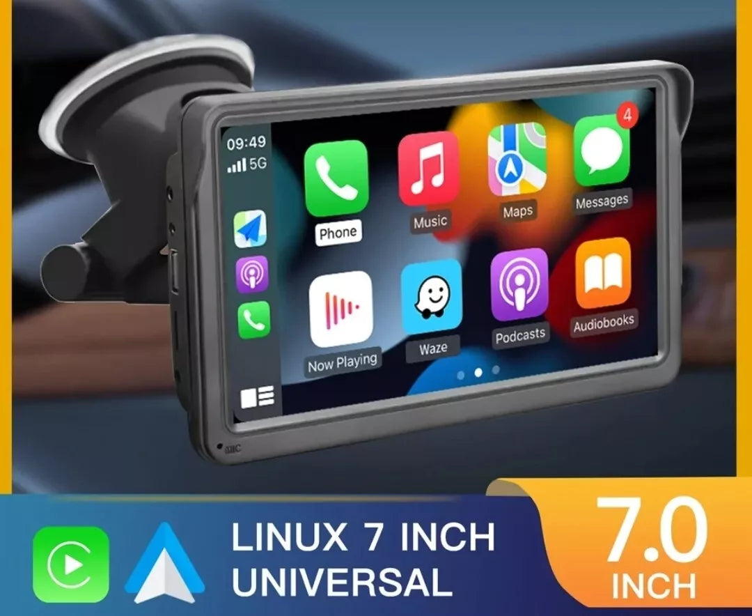Autoradio portatile 7" Apple CarPlay Android Auto touchscreen auto FM Bluetooth+ RETROCMAERA in omaggio