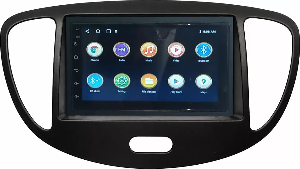 AUTORADIO ANDROID 7"4-64 GIGA PER HYUNDAI I10 2008 AL 2012 BLUETOOTH USB KIT PLUG & PLAY