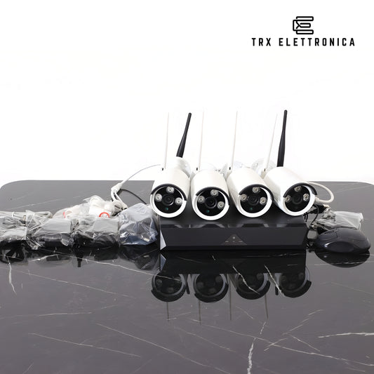 VIDEOSORVEGLIANZA ESTERNO WIRELESS DVR NVR 4 CANALI 4 TELECAMERE WIRELESS