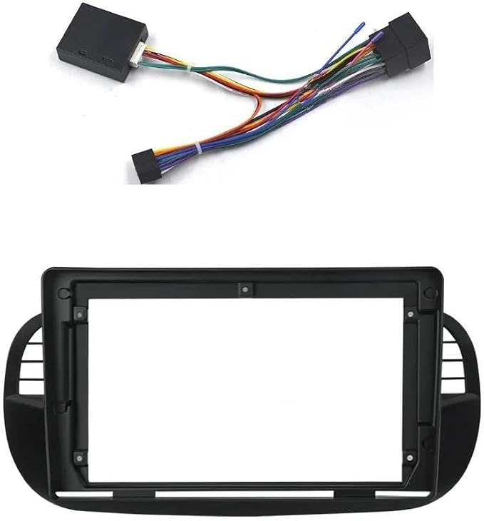 MASCHERINA RADIO DUE DIN 9" PER FIAT 500 DAL 2007 A 2015 + CENTRALINA CAN BUS