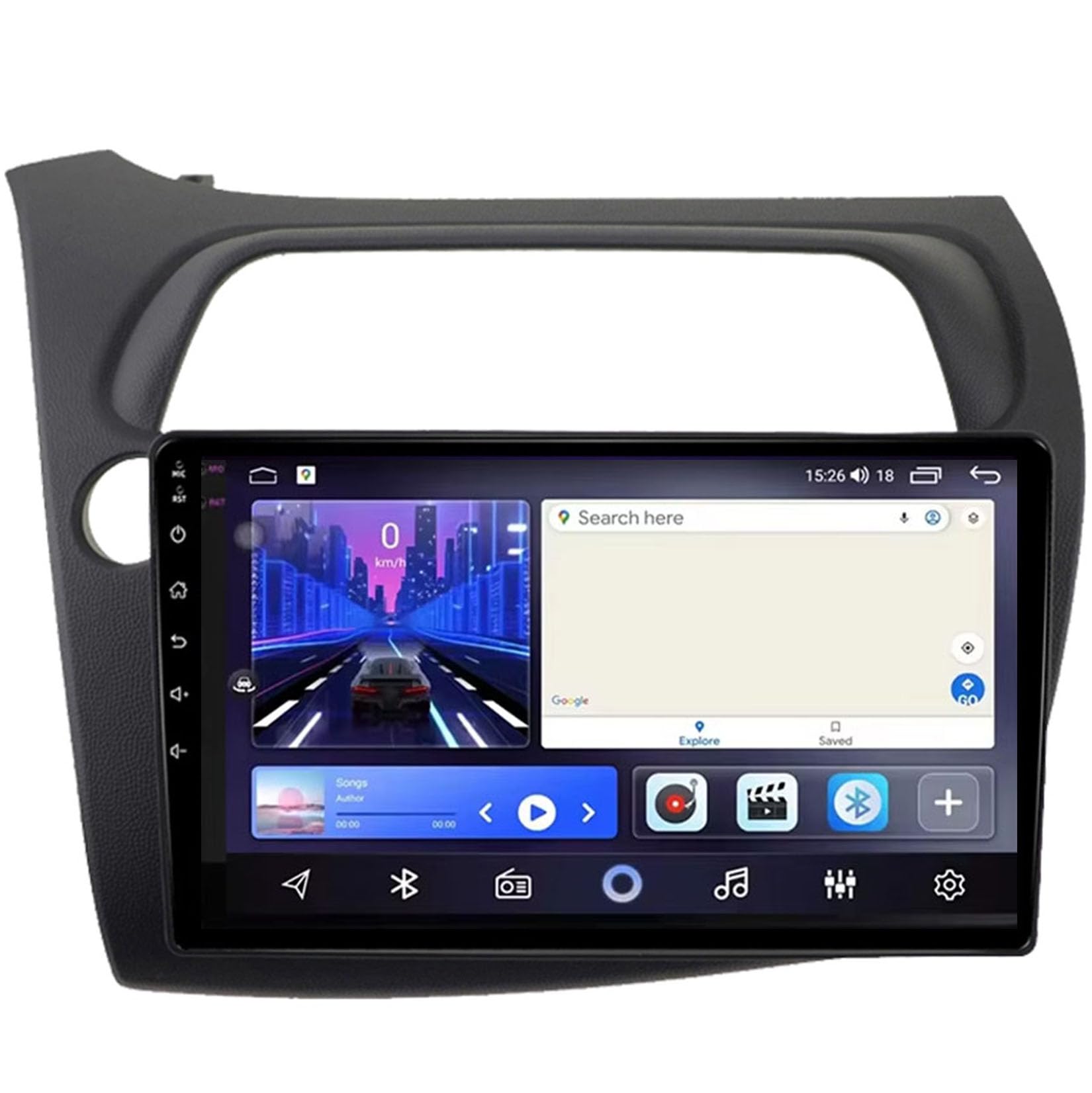 Honda civic VIII serie 2006>   / 9” Pollici - Mascherina Inclusa - Autoradio 2 Din Android Auto + CarPlay / Stereo Touch  | Navigatore GPS + Bluetooth + Wifi