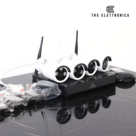 VIDEOSORVEGLIANZA ESTERNO WIRELESS DVR NVR 4 CANALI 4 TELECAMERE WIRELESS