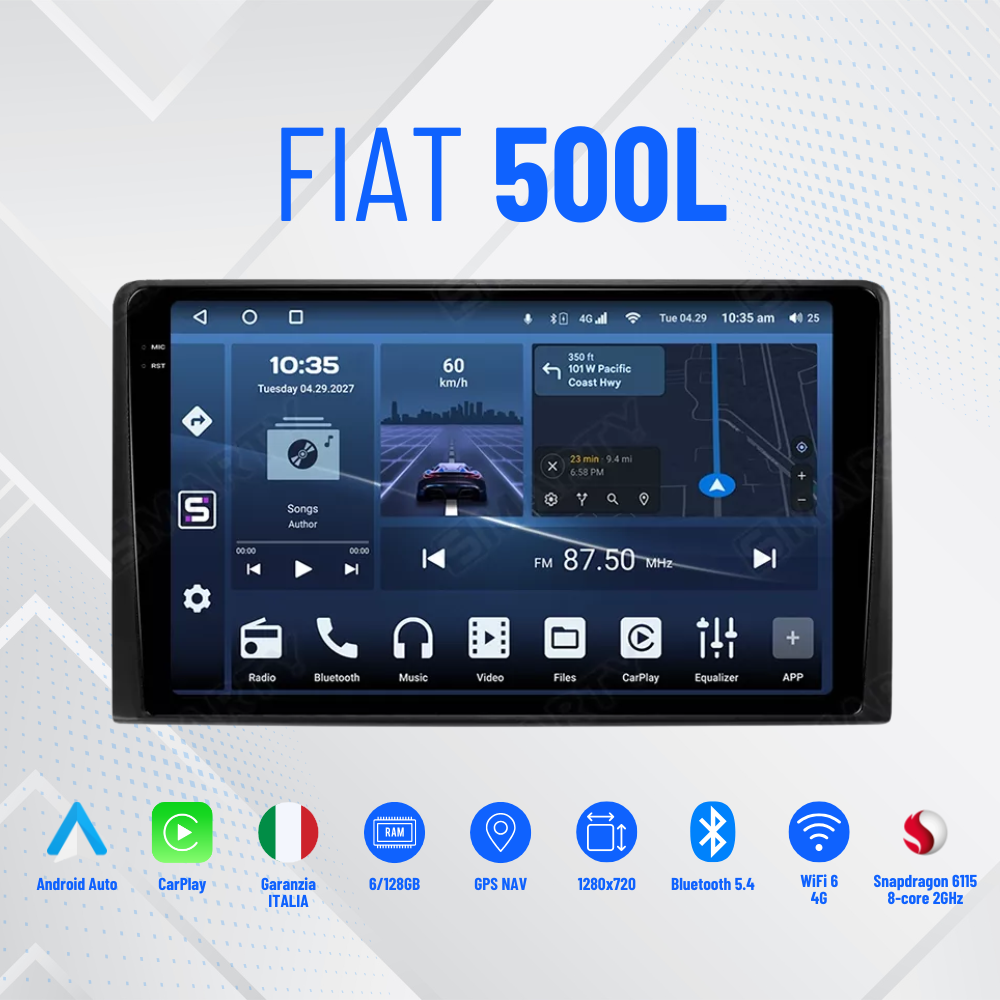 500l KIT 9” AUTORADIO  wifi BLUETOOTH, USB, centralina canbas per recupero dei comandi al volante
