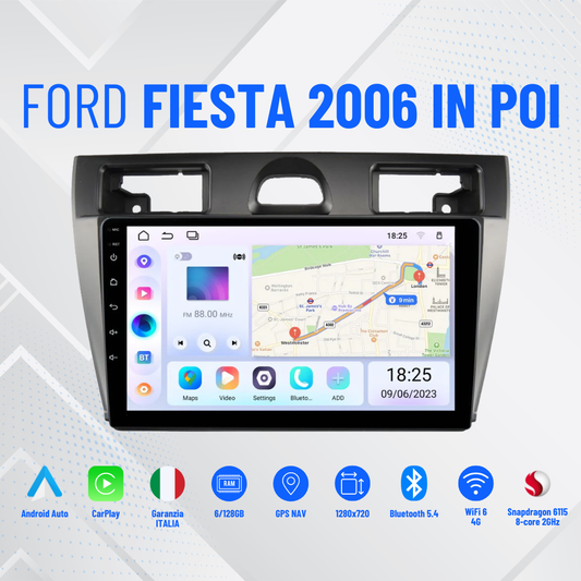 AUTORADIO 9” NAVIGATORE Ford Fiesta 2006in poi  ANDROID 13- 4GB RAM 64GB ROM IPS DSP CARPLAY