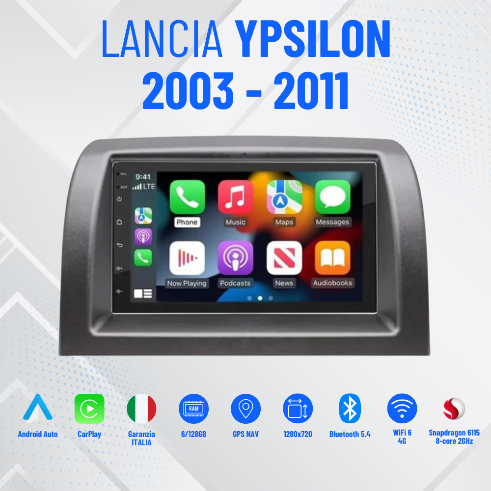 AUTORADIO ANDROID LANCIA YPSILON 2003-2011 STEREO AUTO TOUCH 7" WIFI NAVIGATORE 4-64 Giga