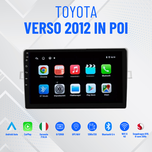 AUTORADIO NAVIGATORE 9" Toyota Verso 2012in poi ANDROID 13- 8GB RAM 256GB ROM IPS DSP CARPLAY