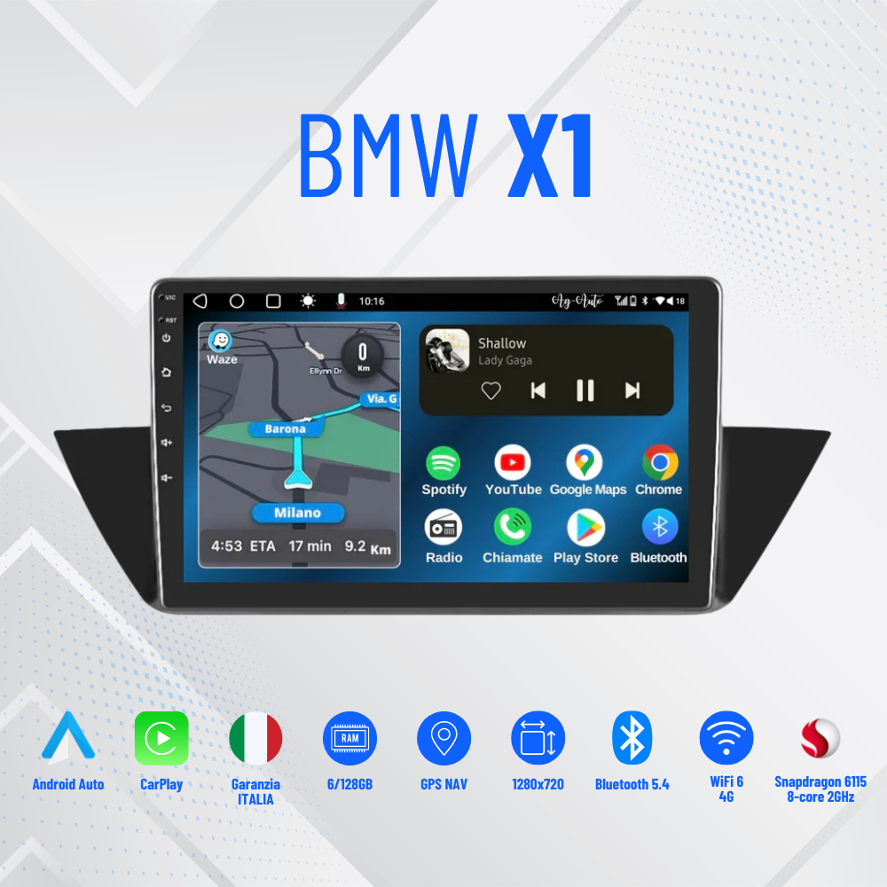 AUTORADIO NAVIGATORE BMW X1 ANDROID 13- 4GB RAM 64GB ROM IPS DSP CARPLAY