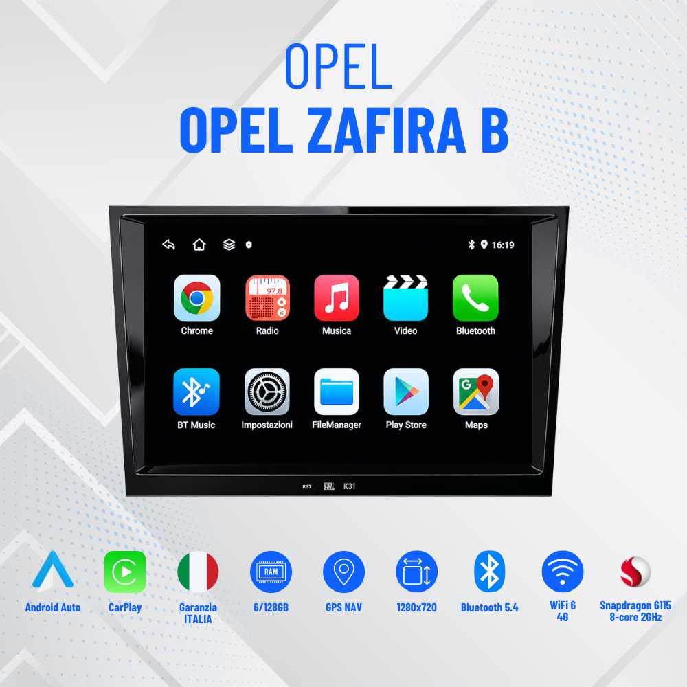 AUTORADIO NAVIGATORE OPEL ZAFIRA B ANDROID 13- 4GB RAM 64GB ROM IPS DSP CARPLAY