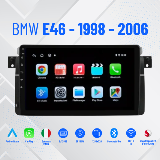 Autoradio   per   BMW   E46/M3   9"  1998-2006 Android Bluetooth CarPlay Android   Auto   |   /4-64GB   Ram