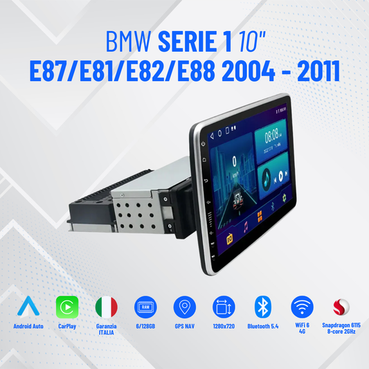 Autoradio   per   BMW   Serie   1   10"   |   E87/E81/E82/E88   |2004-2011  Android Bluetooth  Estraibile CarPlay  Android   Auto 4-64GB   Ram