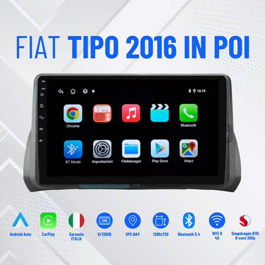 Autoradio   per   FIAT TIPO   9" 2016 IN POI | Android |Bluetoot |CarPlay|Android Auto |4GB/64GB   Ram