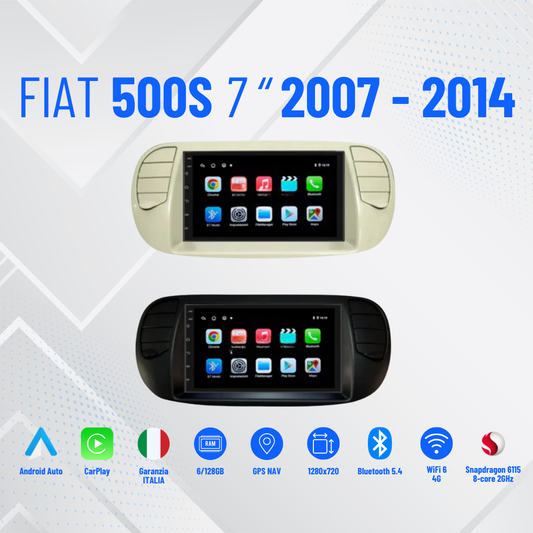 Autoradio   per   Fiat   500   7"   |   2007-2014   |   Android   |   Bluetooth   |   CarPlay   |   Android   Auto   |  4-64GB   Ram