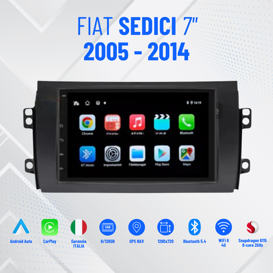 Autoradio   per   Fiat   Sedici   7"   |   2005-2014   |   Android   |   Bluetooth   |   CarPlay   |   Android   Auto   |   4-64GB  Ram