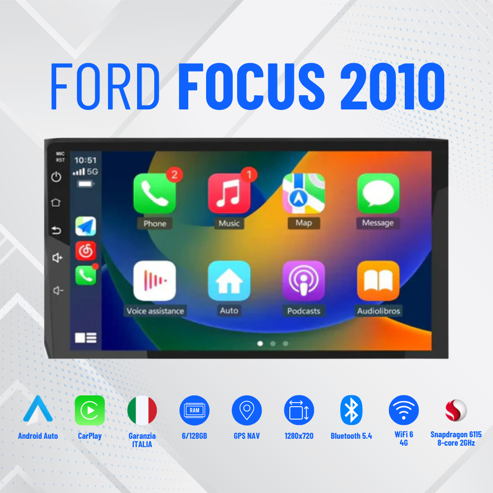 Autoradio   per   Ford focus 2010  Universale   7"   |    |Android13| Bluetooth | CarPlay | Android   Auto  4GB/64GB   Ram