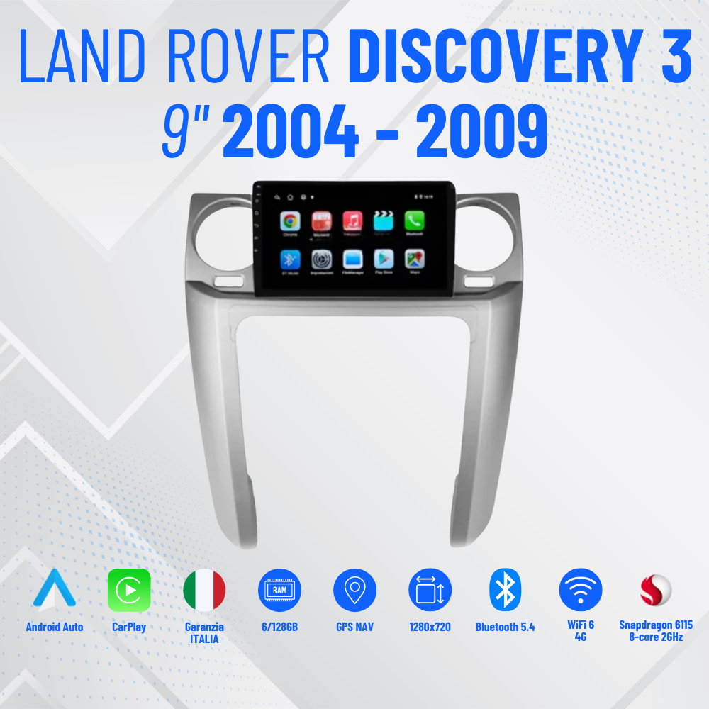 Autoradio   per   Land   Rover   Discovery   3   9"   |   2004-2009   |   Android   |   Bluetooth   |   CarPlay   |   Android   Auto   |   4-64GB  Ram