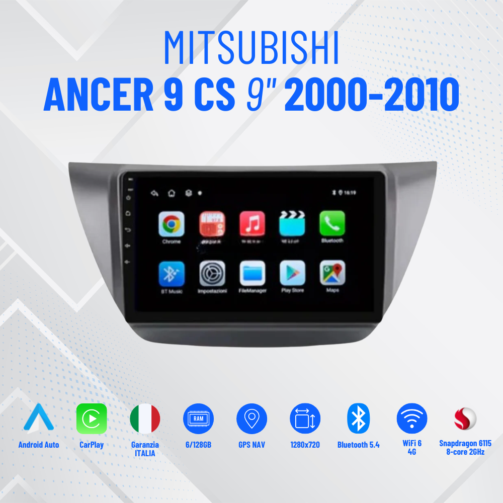 Autoradio   per   Mitsubishi   Lancer   9   CS   9"   |   2000-2010   |   Android   |   Bluetooth   |   CarPlay   |   Android   Auto   |   4-64GB   Ram