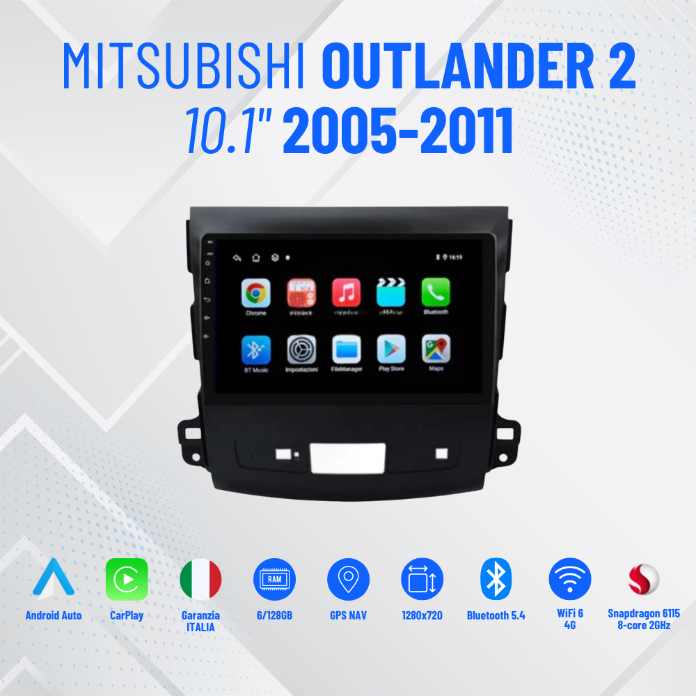 Autoradio   per   Mitsubishi   Outlander   2   10.1"   |   2005-2011   |   Android   |   Bluetooth   |   CarPlay   |   Android   Auto   |   4-64GB  Ram