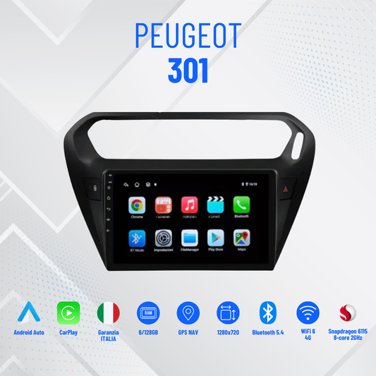 Autoradio   per   Peugeot   301   |   Citroen   C-elysee   9"   |   2014-2018   |   Android   |   Bluetooth   |   CarPlay   |   Android   Auto   |   4-64GB   Ram