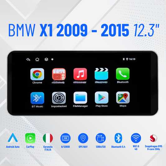 BMW x1  | 12.3” anno 2009-2015 P - Mascherina Inclusa Autoradio 2 Din Android Auto + Carplay / Stereo Touch 2/64gb - 4/64gb | Navigatore GPS + Bluetooth + Wifi