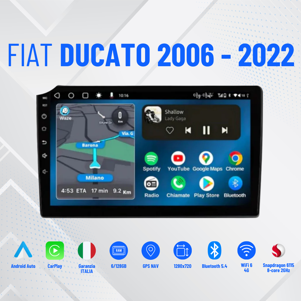 Fiat Ducato/jumper boxer (2006 in poi | 9 pollici | Mascherina Inclusa - Autoradio 2 Din Android auto + Carplay  Giga