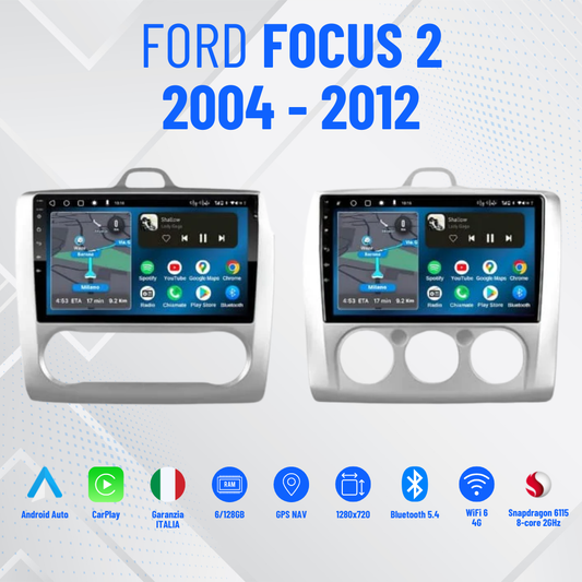 Ford Focus 2 (2004/2012) | 9 pollici - Mascherina Inclusa Autoradio 2 Din Android auto + Carplay / mk2 Stereo Touch  4/64gb | Navigatore GPS + Bluetooth + Wifi