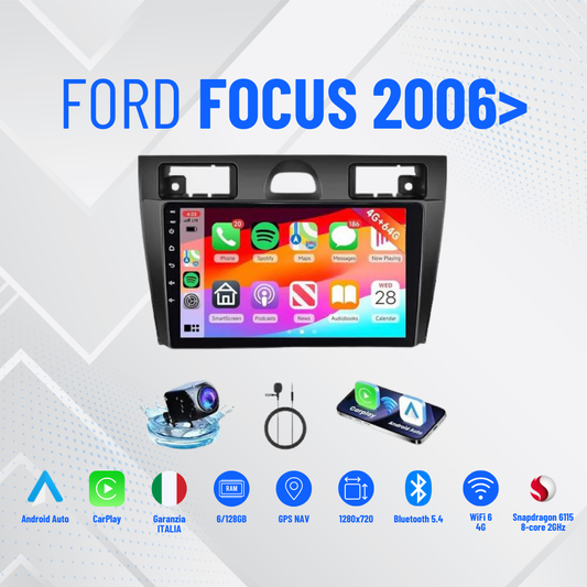 Ford focus 2006> 9” Pollici - Mascherina Inclusa - Autoradio 2 Din Android Auto + Carplay / Stereo Touch| Navigatore GPS + Bluetooth + Wifi