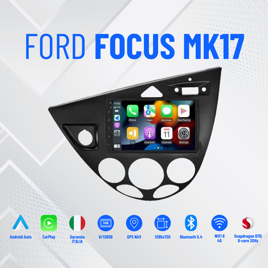 Ford focus mk1 7”Pollici - Mascherina Inclusa - Autoradio 2 Din Android Auto + Carplay / Stereo Touch 8/256GB | Navigatore GPS + Bluetooth + Wifi